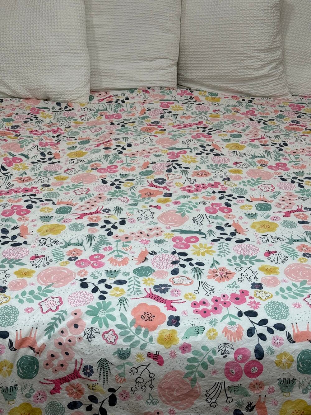 Pottery Barn Kids Sasha's Garden Twin Flat Sheet Organic Cotton Botanical Animal